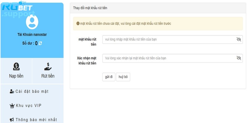 Luôn phải duy trì thiết bị có kết nối internet mạnh khi rút tiền RGbet