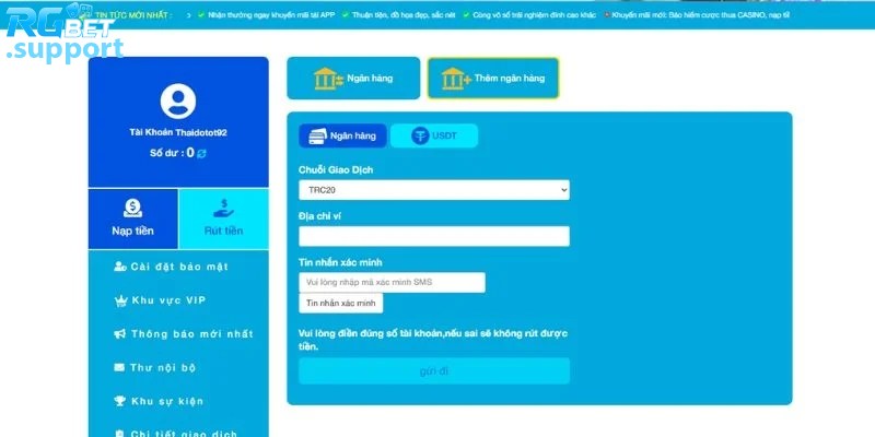 Rút tiền RGbet được tối ưu hóa để trở nên đơn giản nhất